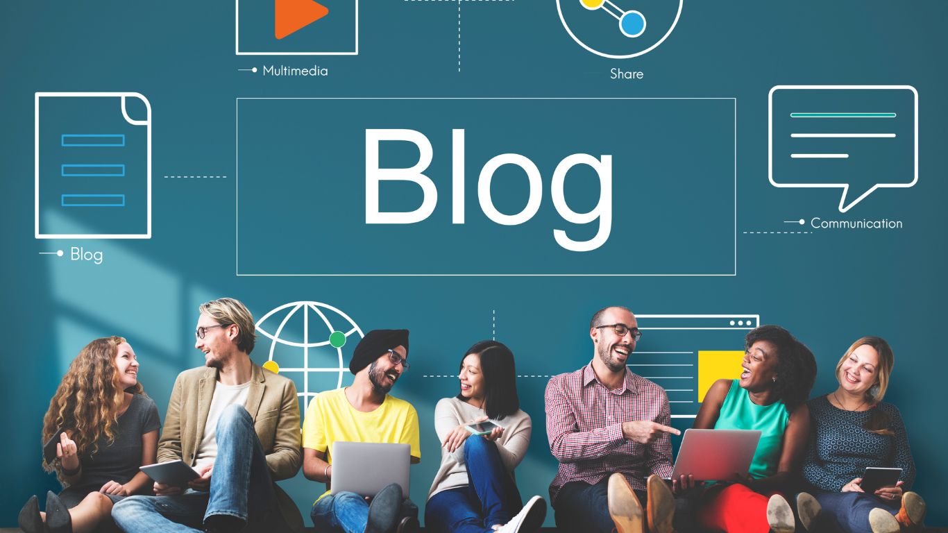 A vibrant digital workspace with "about blog turbogeekorg" featured on a modern blog interface.