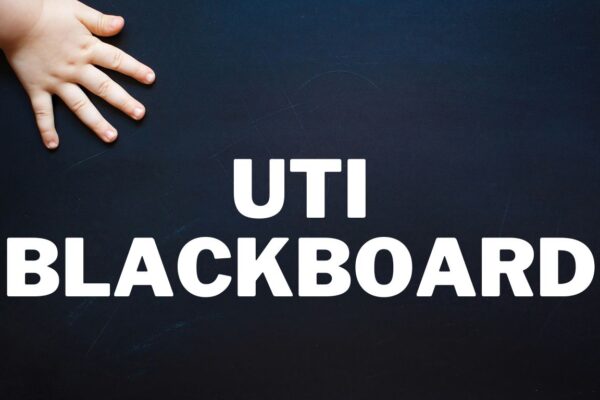 A screenshot of uti blackboard displaying course materials and a student engaging with online resources.