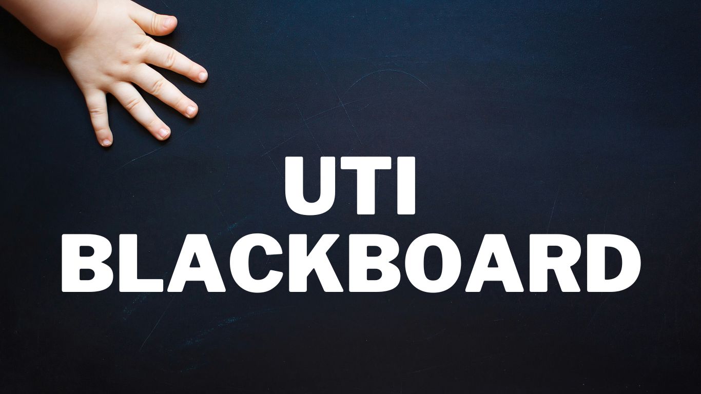 A screenshot of uti blackboard displaying course materials and a student engaging with online resources.